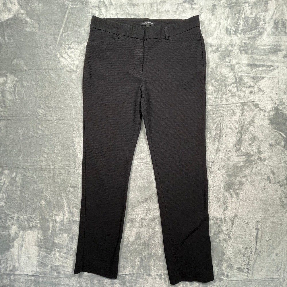 Mario‎ Serrani Dress Pants Women Black Chevron Texture Stretch Straight Leg 10